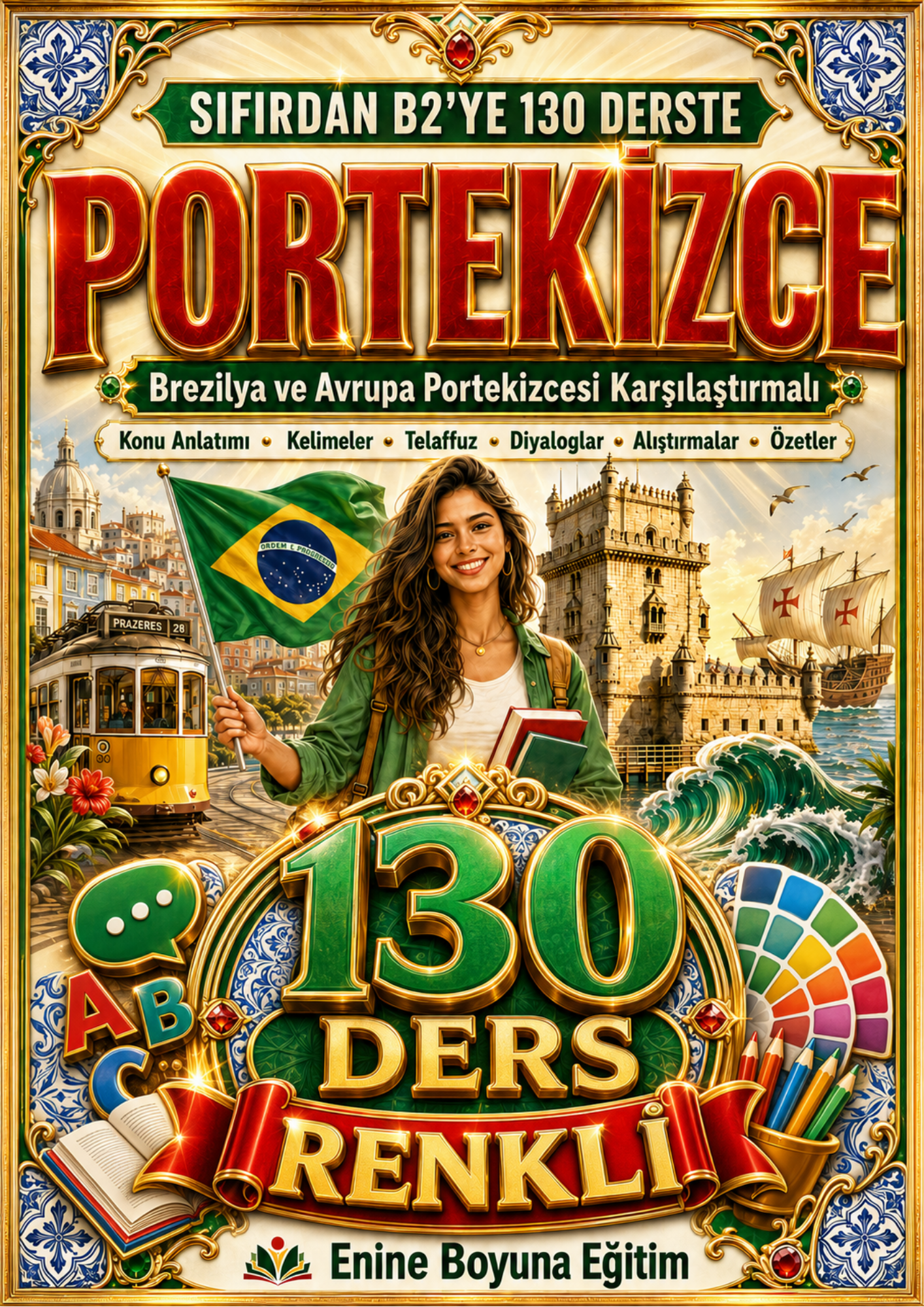 130 Derste Portekizce Öğreniyorum A1-A2-B1-B2 | Sıfırdan B2 Portekizce Eğitim Kitabı