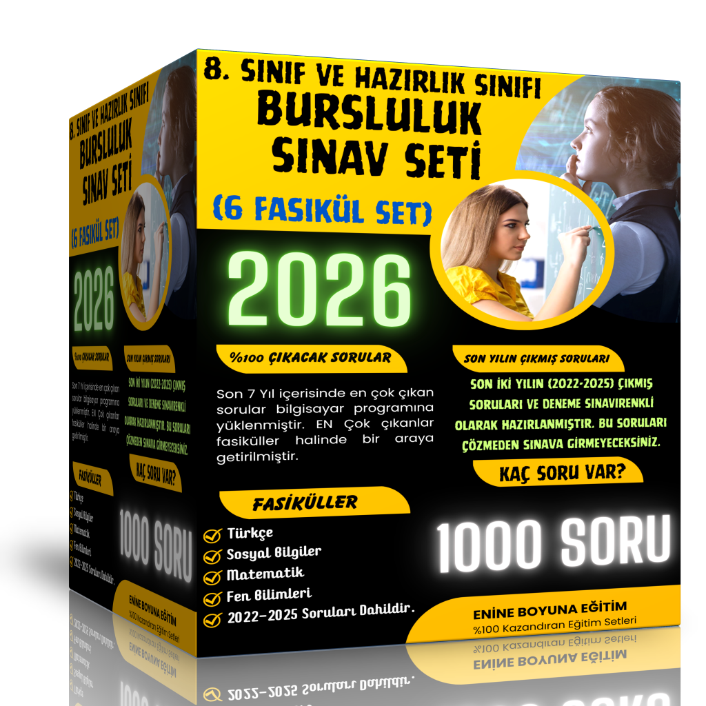 2025 8. Sınıf ve Hazırlık Sınıfı Bursluluk Sınav Seti (6 Fasikül Kitap)