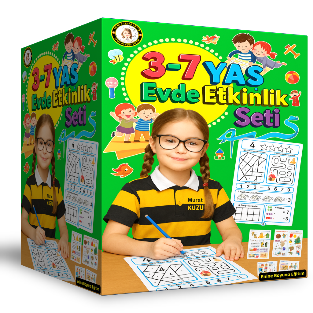3-7 Yaş Etkinlik Eğitim Seti (Spiralli – Renkli – Büyük Boy)