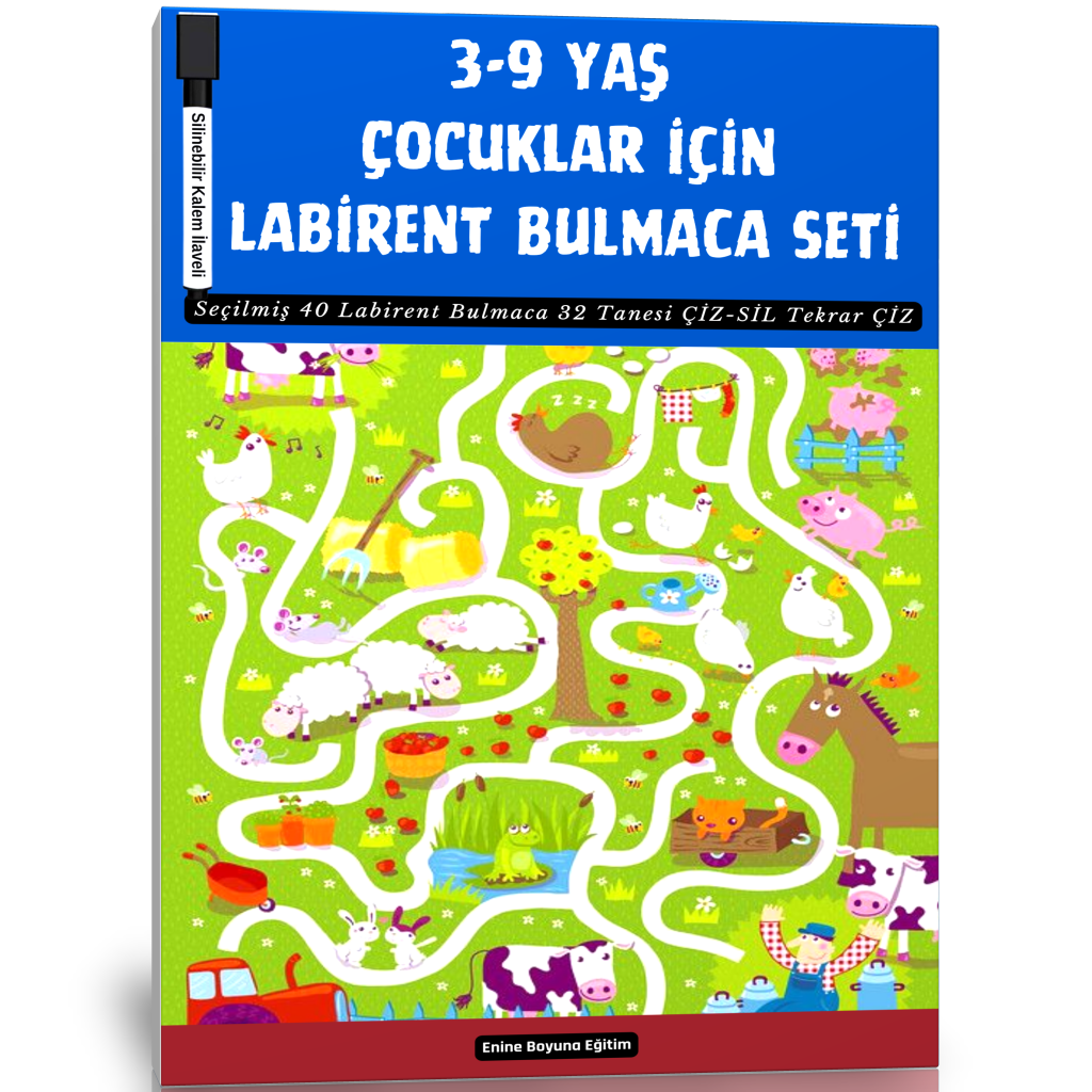 3-9 YAŞ Çocuklar İçin Çiz-YAZ Labirent Bulmaca Seti 