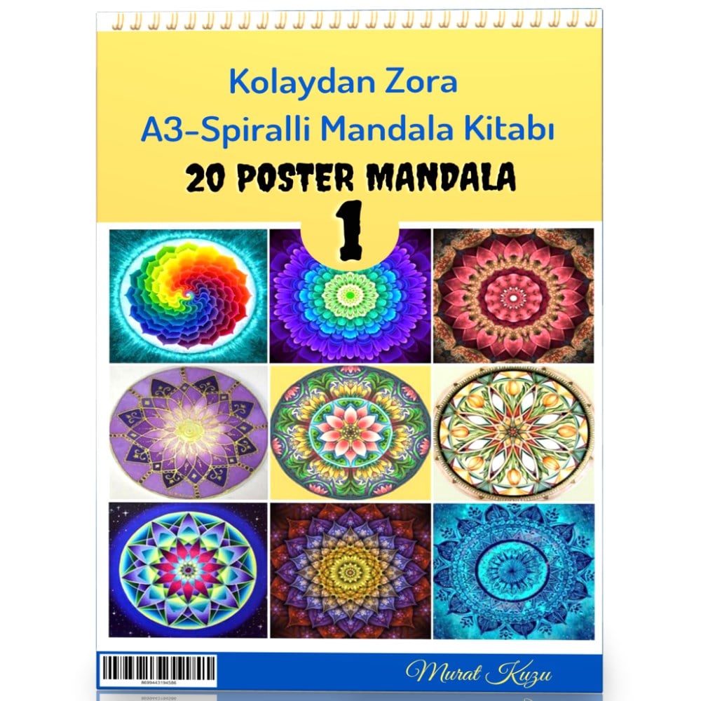 A-3 Spiralli Kolaydan Zora Mandala Kitabı-1 (20 Poster Mandala)