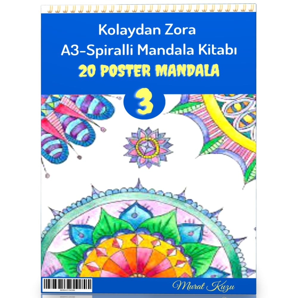 A-3 Spiralli Kolaydan Zora Mandala Kitabı-3 (20 Poster Mandala)