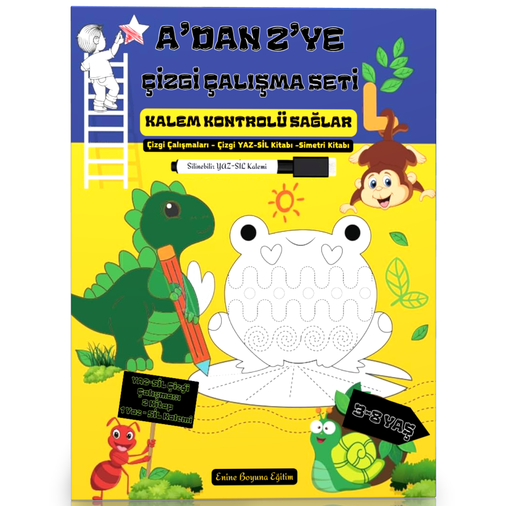 A'dan Z'ye Çizgi Çalışma Seti (3 Kitap + 1 YAZ-SİL Kalemi)