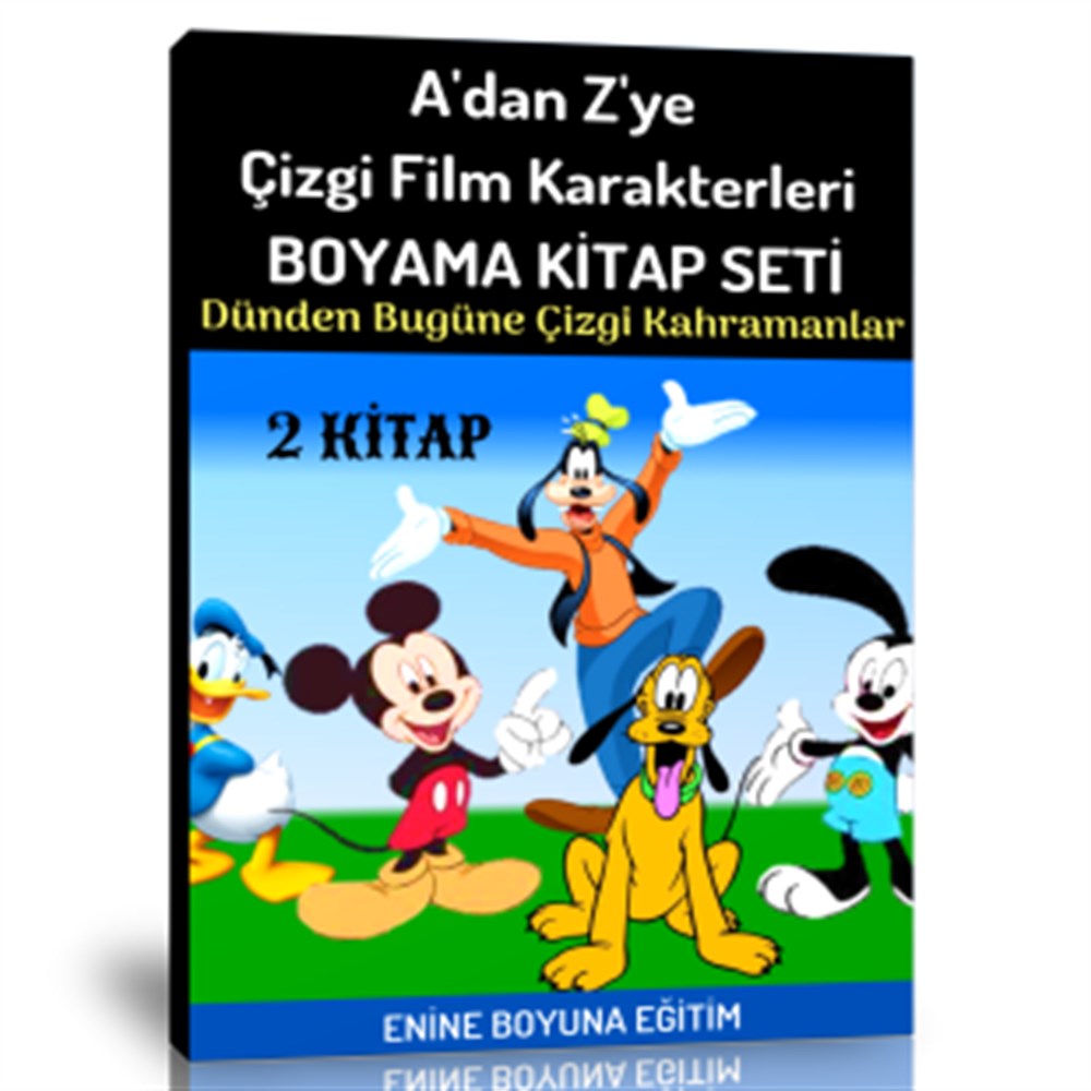 A'dan Z'ye Çizgi Film Karakterleri Boyama Kitap Seti (2 Kitap)