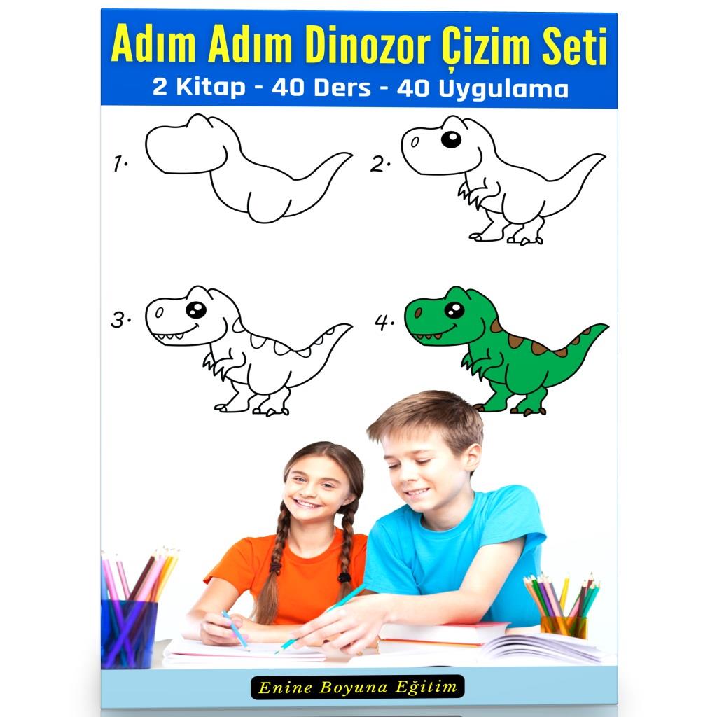 Adım Adım Dinozor Çizim Seti (2 Kitap)