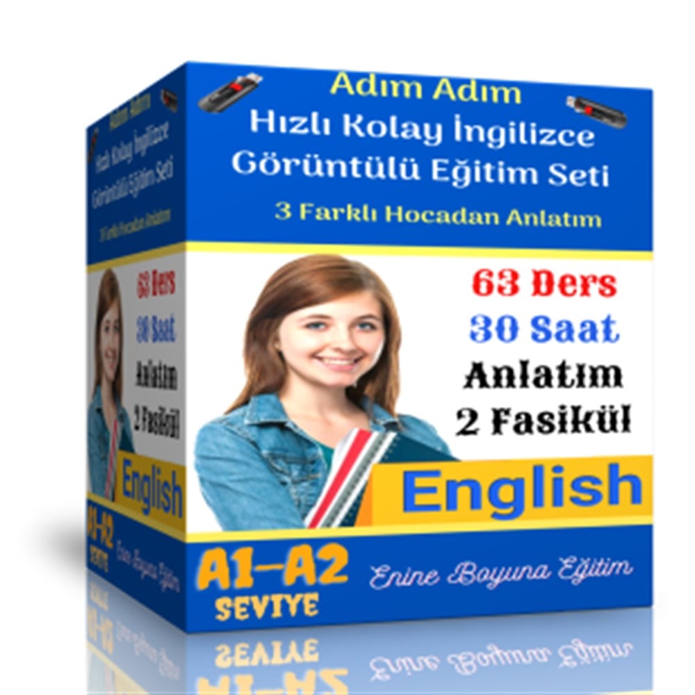 Adım Adım Hızlı Kolay İngilizce Görüntülü Eğitim Seti  (63 Video Ders ve 2 Fasikül Kitap)