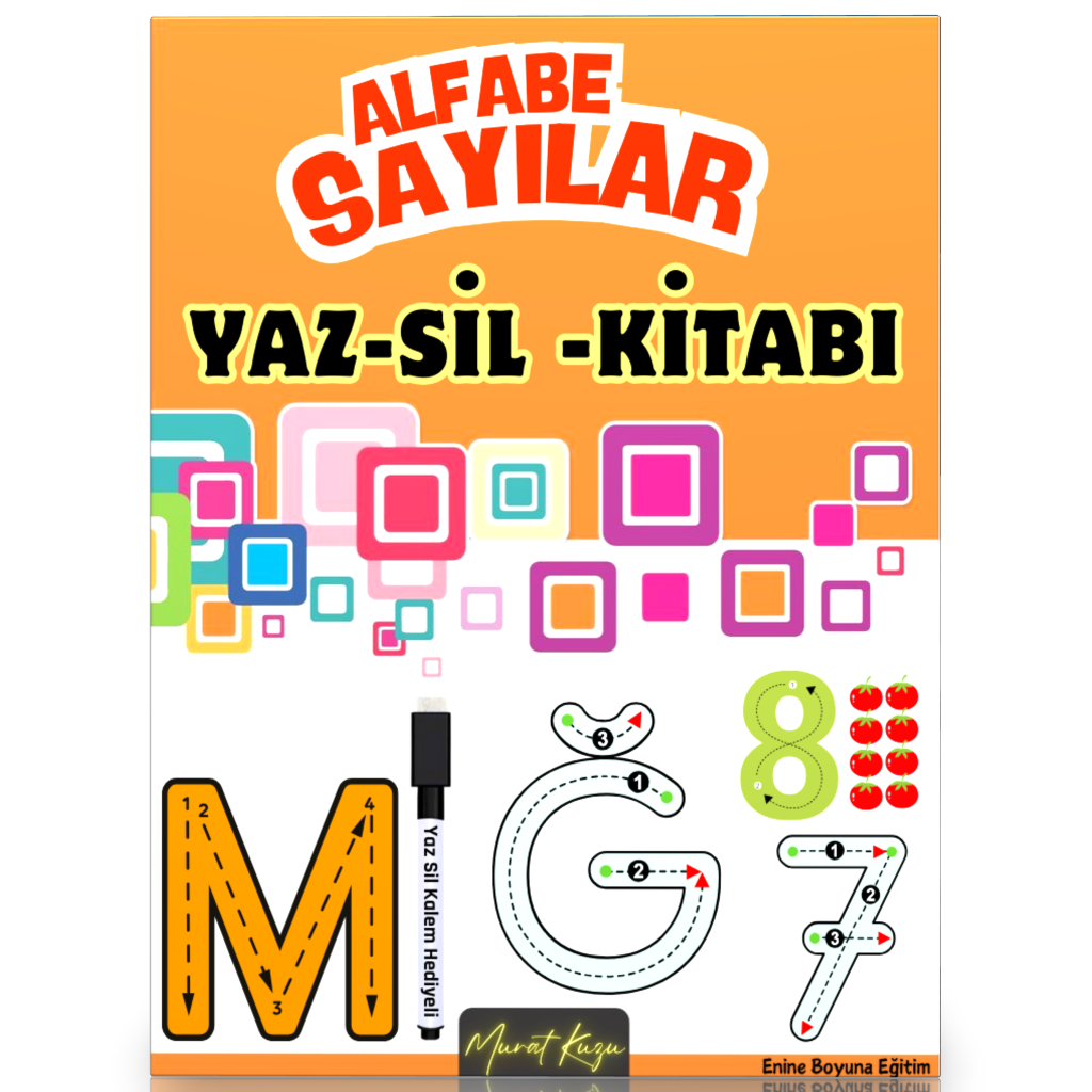 Alfabe Sayılar YAZ-SİL Kitabı (Türkçe Alfabe)