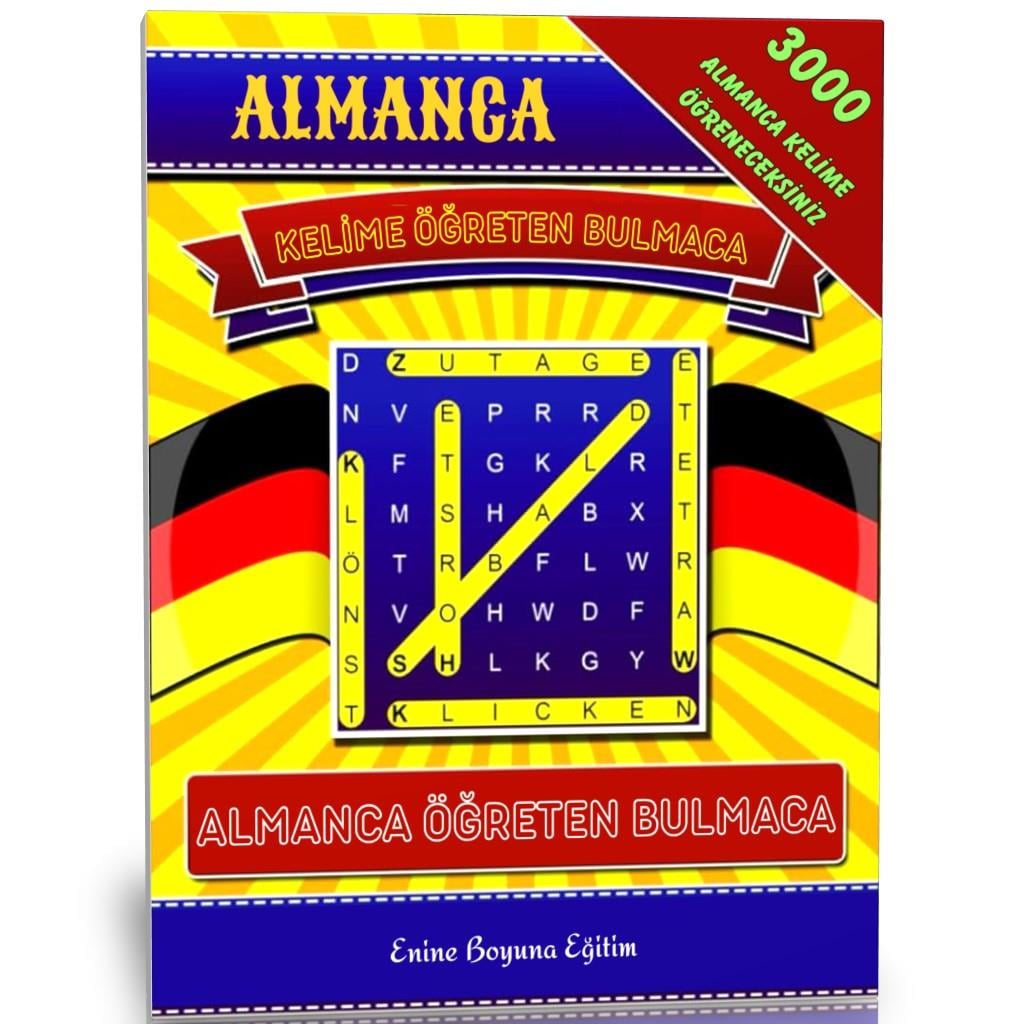 Almanca Kelime Öğreten Bulmaca Kitabı (3000 Kelime Cevaplarıyla)
