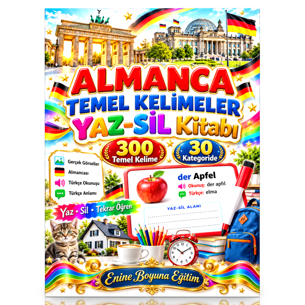 Almanca Temel Kelimeler Yaz–Sil Kitabı