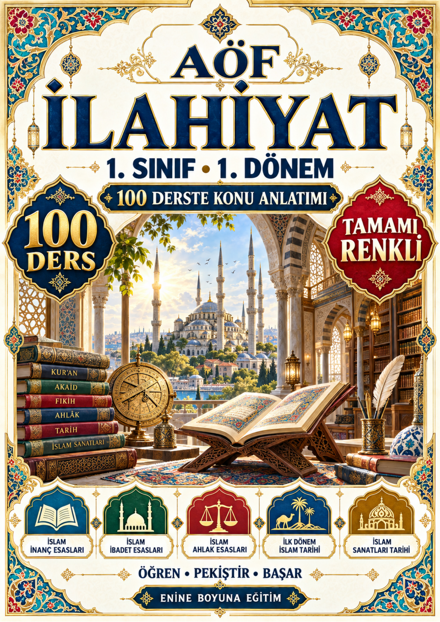 AÖF İLAHİYAT 1. SINIF 1. DÖNEM – 100 DERSTE KONU ANLATIMI | TAMAMI RENKLİ