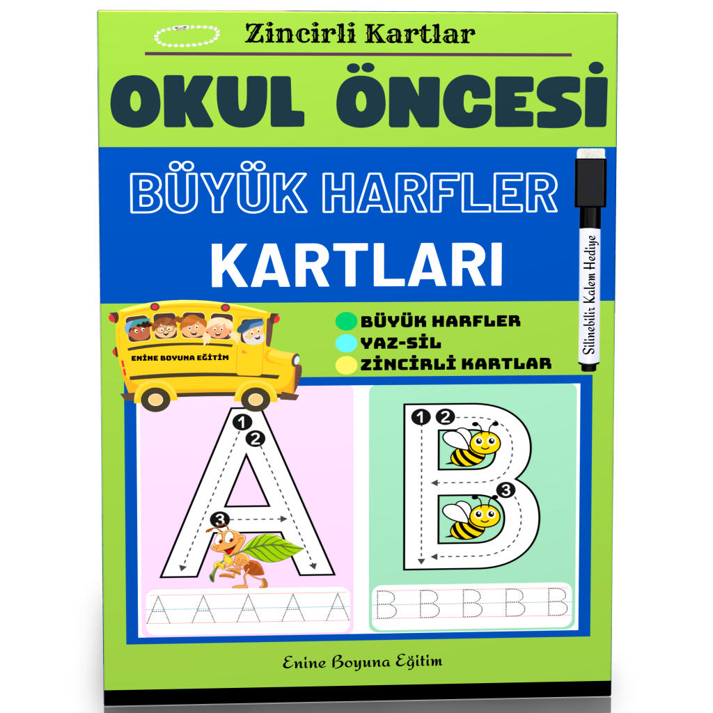 Büyük Harfler Çalışma Kartları (Laminasyonlu)