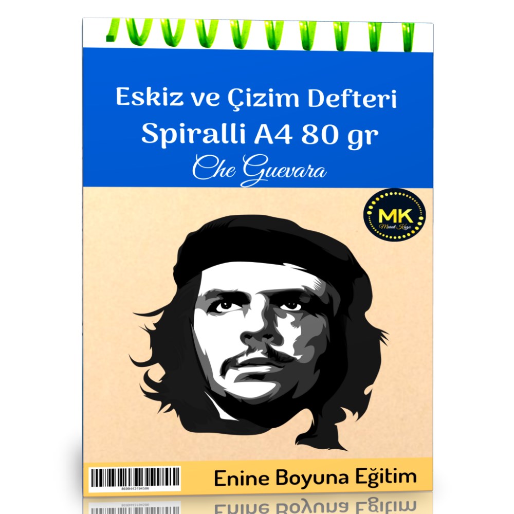 Che Guevara Temalı Eskiz ve Çizim Defteri Kraft Spiralli 100 Sayfa A4 80 gr
