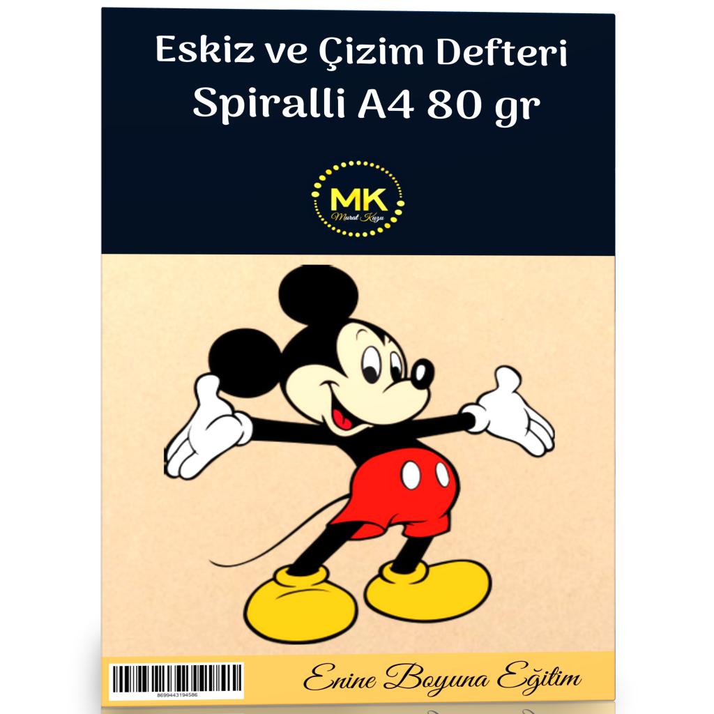 Çizgi Film Temalı Eskiz ve Çizim Defteri Kraft Spiralli A4