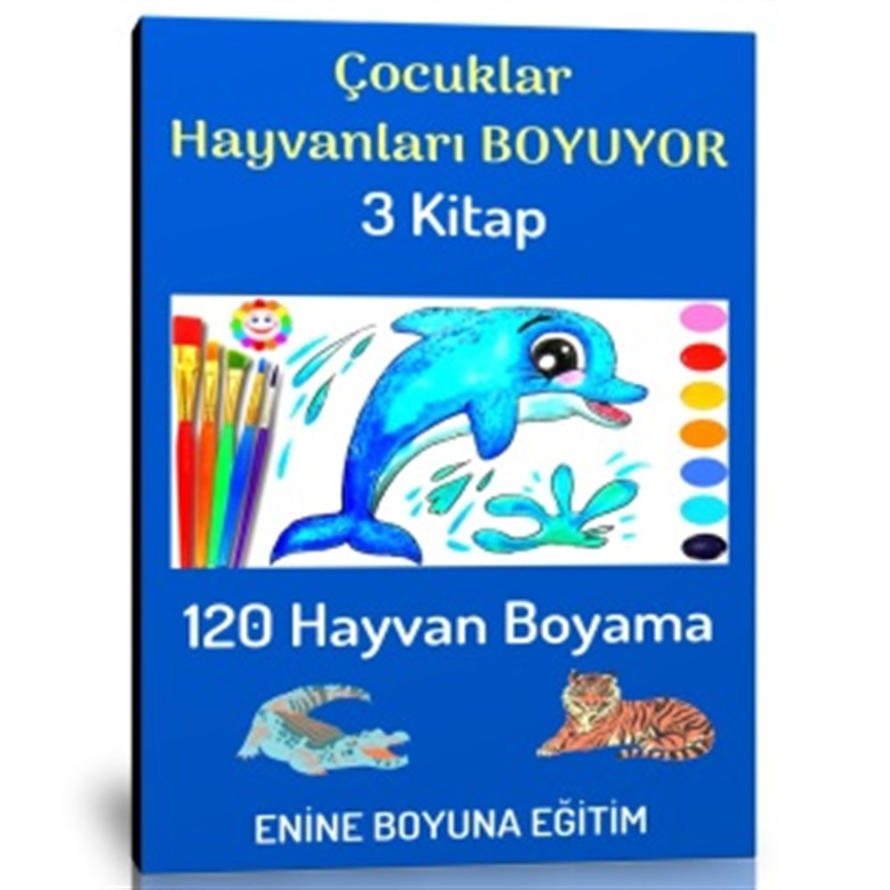 Çocuklar Hayvanları Boyuyor Boyama Kitap Seti (3 Kitap)