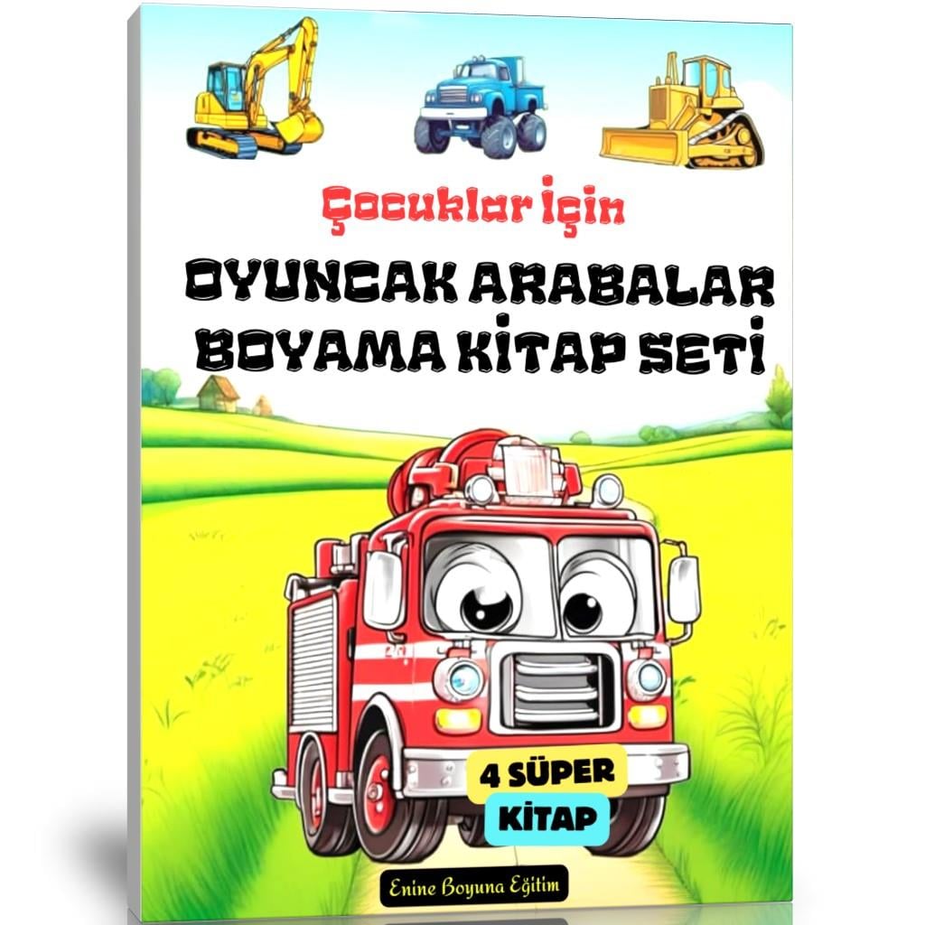Çocuklar İçin Oyuncak Arabalar Boyama Kitap Seti (4 Kitap)