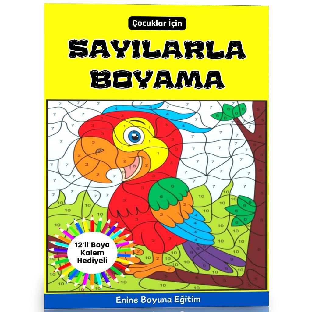 Çocuklar İçin Sayılarla Boyama (12'li Kalem Hediyeli)