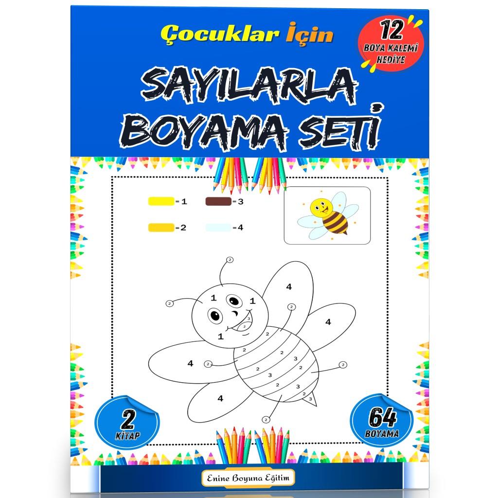 Çocuklar İçin Sayılarla Boyama Seti (12 Kalem Hediyeli)