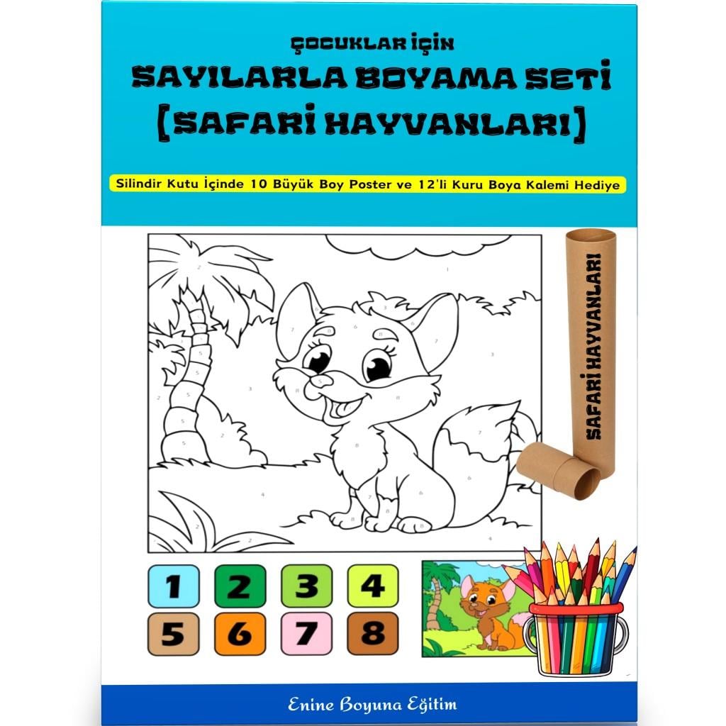 Çocuklar İçin Sayılarla Boyama Seti (Safari Hayvanlar)