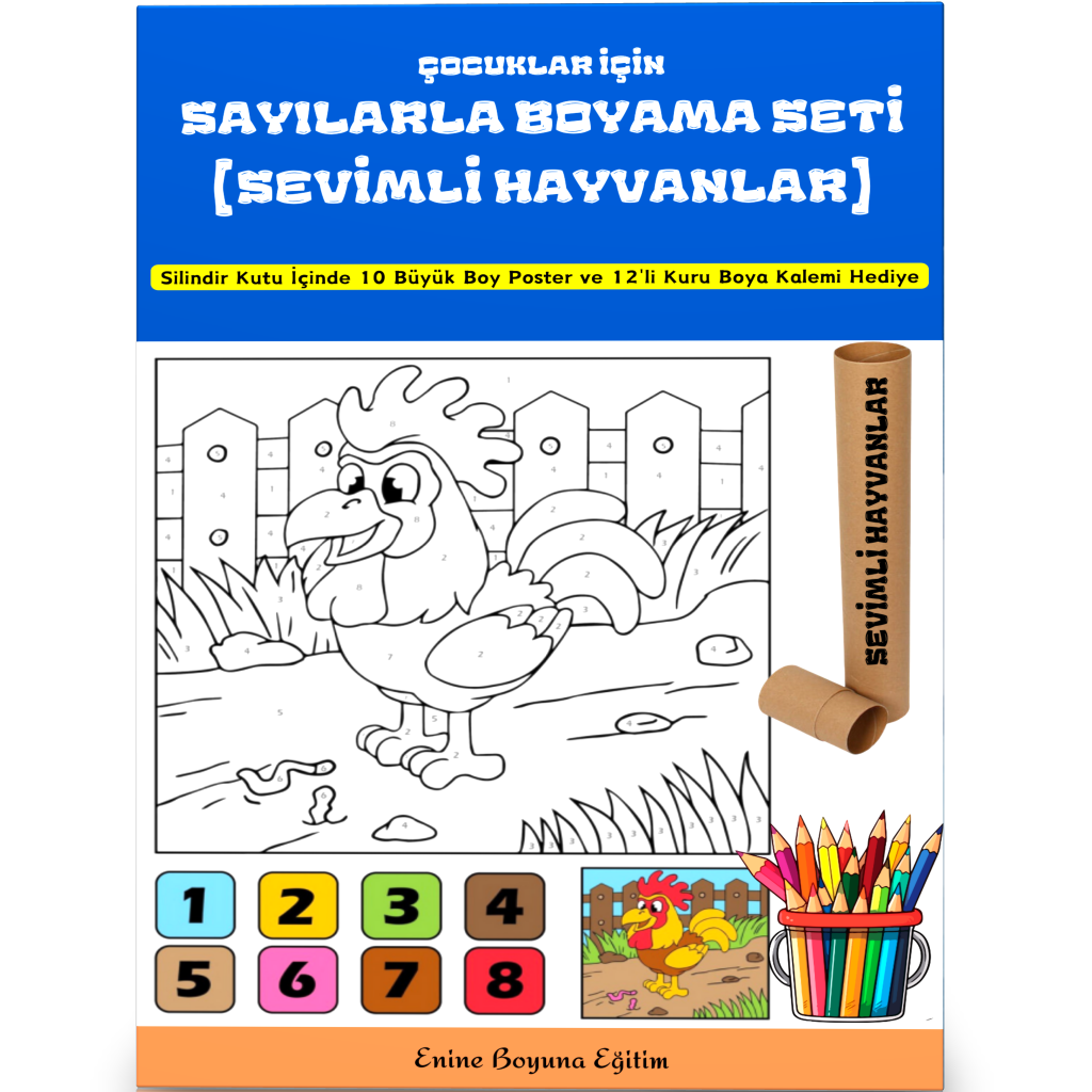 Çocuklar İçin Sayılarla Boyama Seti (Sevimli Hayvanlar)
