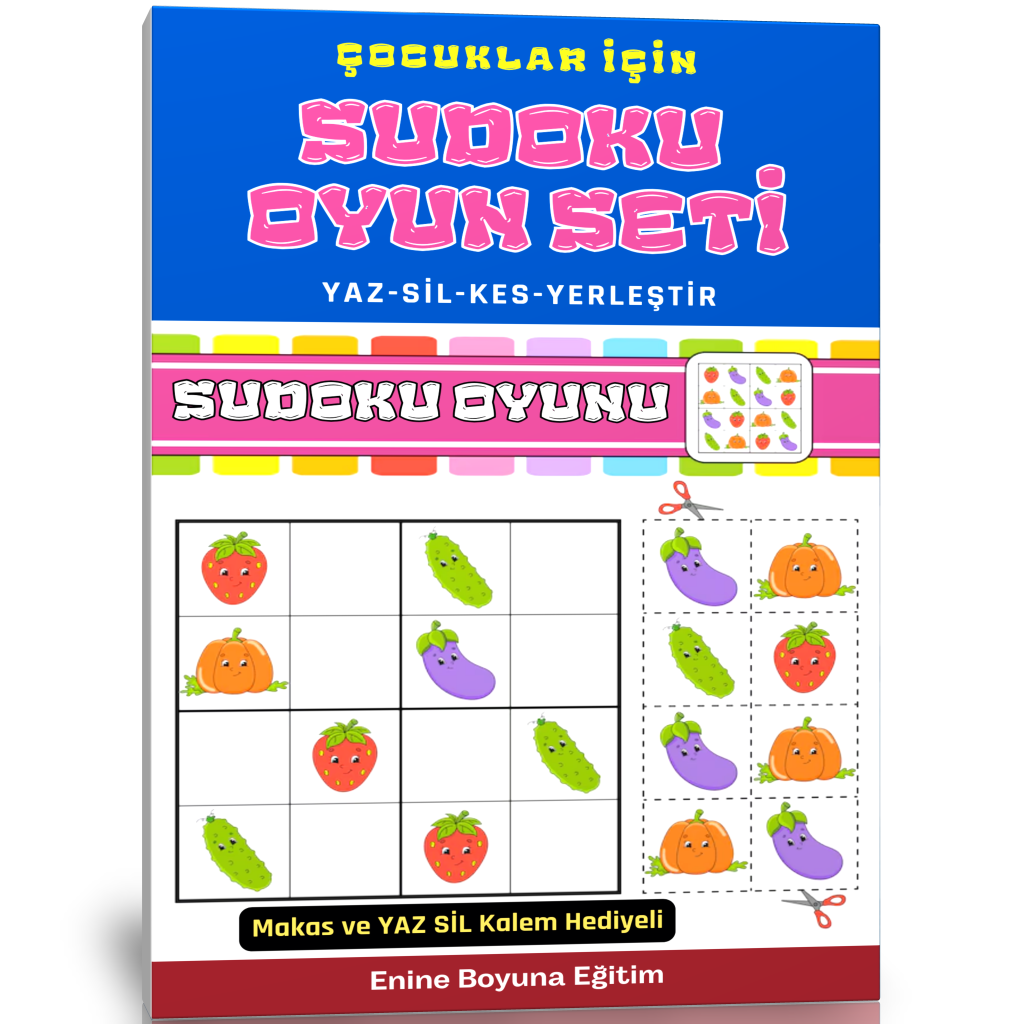 Çocuklar İçin Sudoku Oyun Seti (KES-YAPIŞTIR-YAZ-SİL)