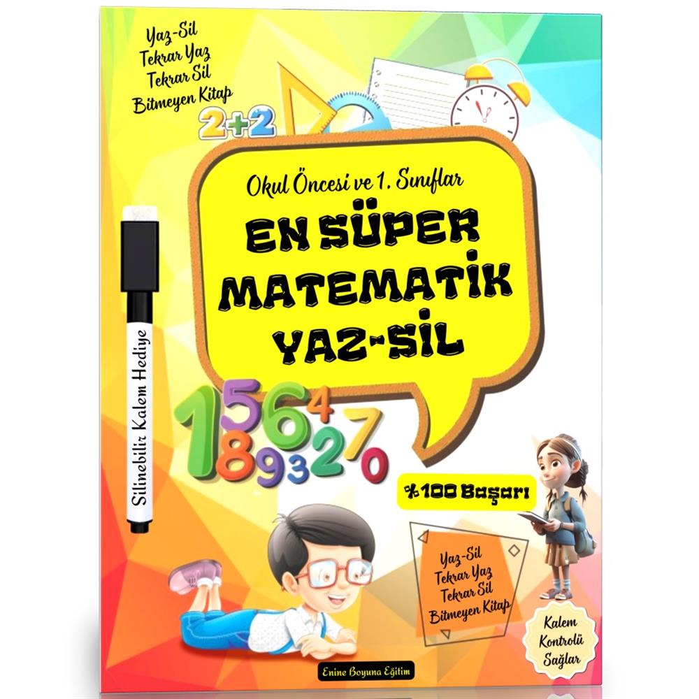 EN Süper Matematik YAZ-SİL Kitabı (Okul Öncesi ve 1.  Sınıflar İçin)
