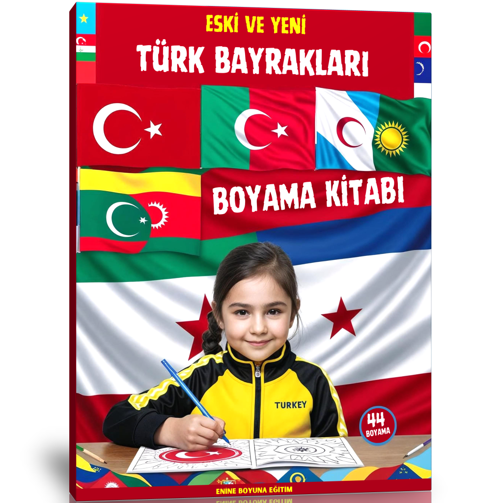 Eski ve Yeni Türk Devletleri Bayrakları Boyama Kitabı (Örnekler Laminasyonludur)