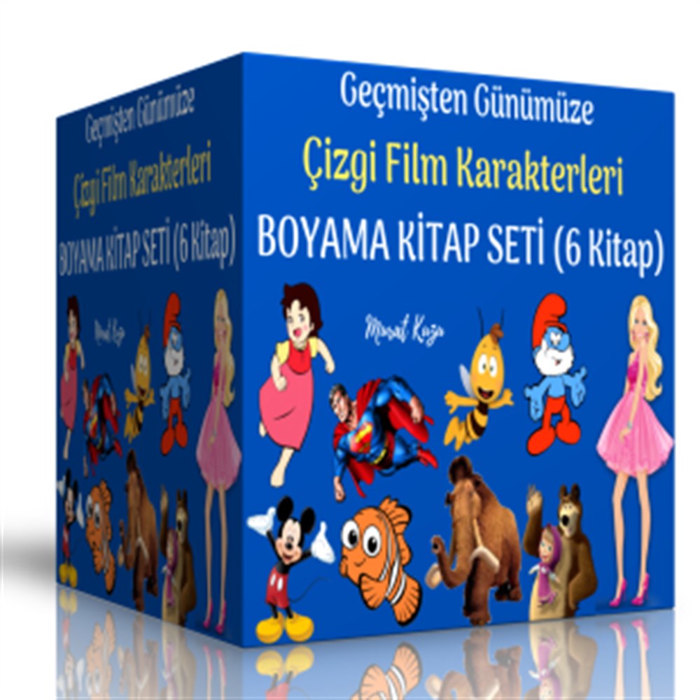 Geçmişten Günümüze Çizgi Film Karakterleri Boyama Kitap Seti (6 Kitap)