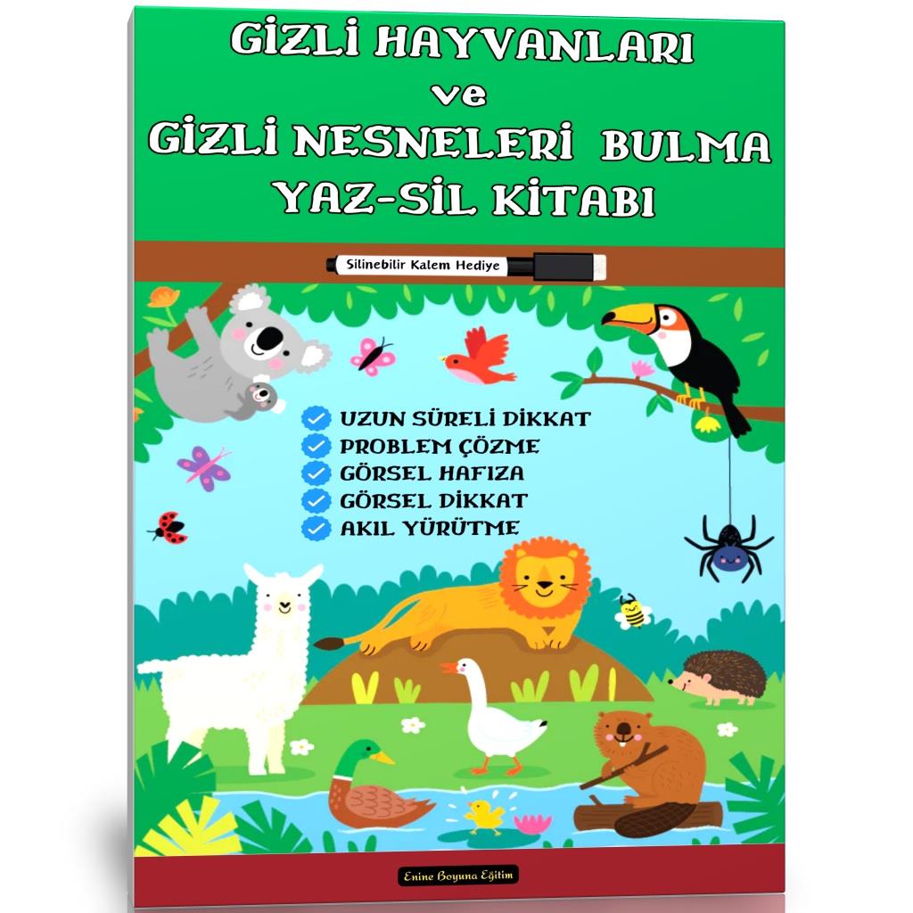 Gizli Hayvanları ve Gizli Nesneleri Bulma YAZ-SİL Kitabı