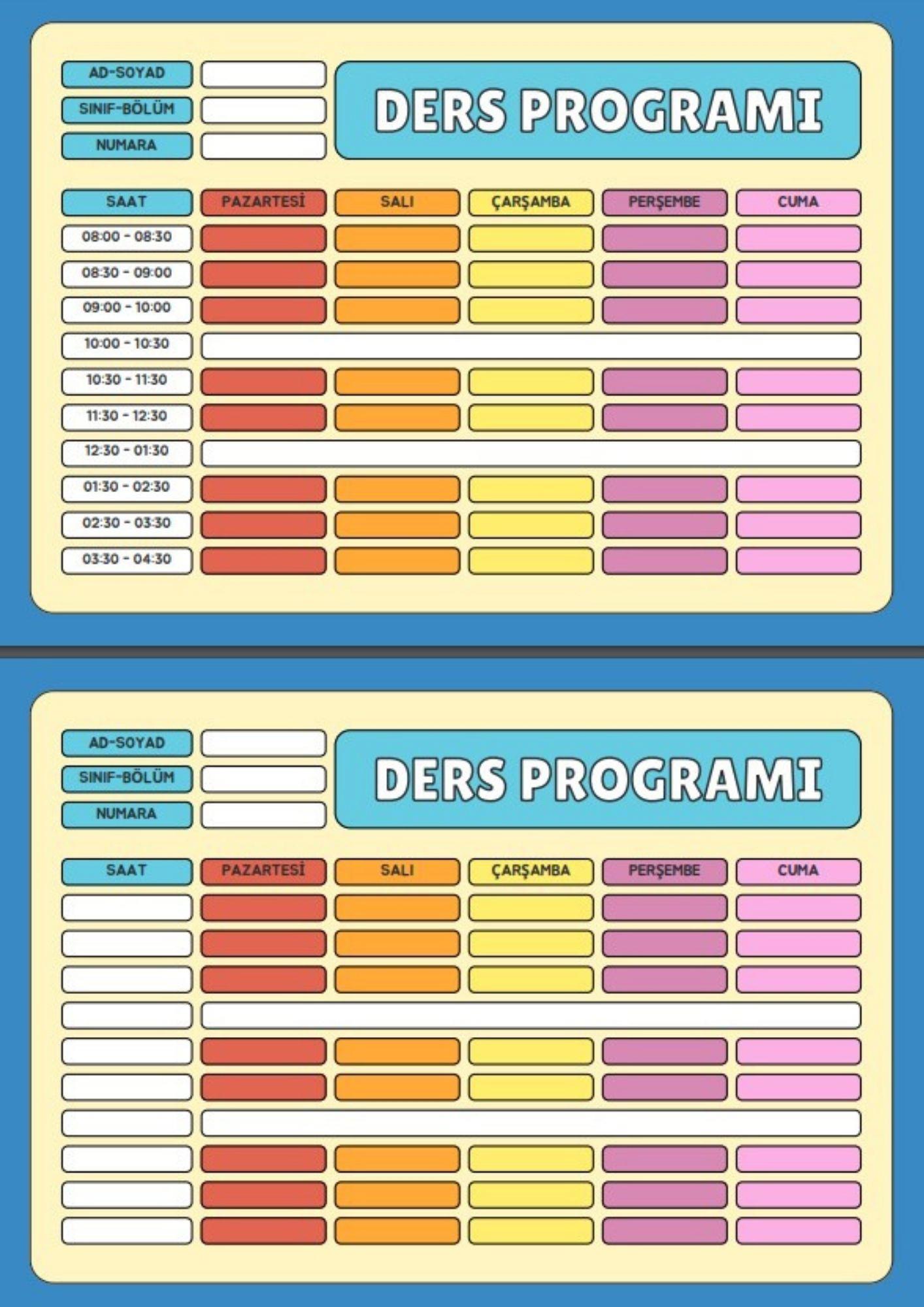 Haftalık Ders Programı YAZ-SİL
