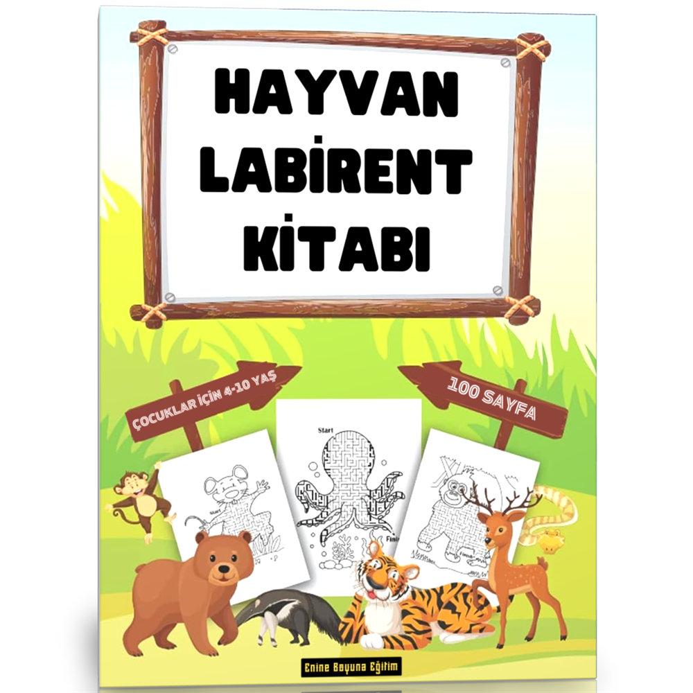 Hayvan Labirent Bulmaca Kitabı (100 Sayfa)