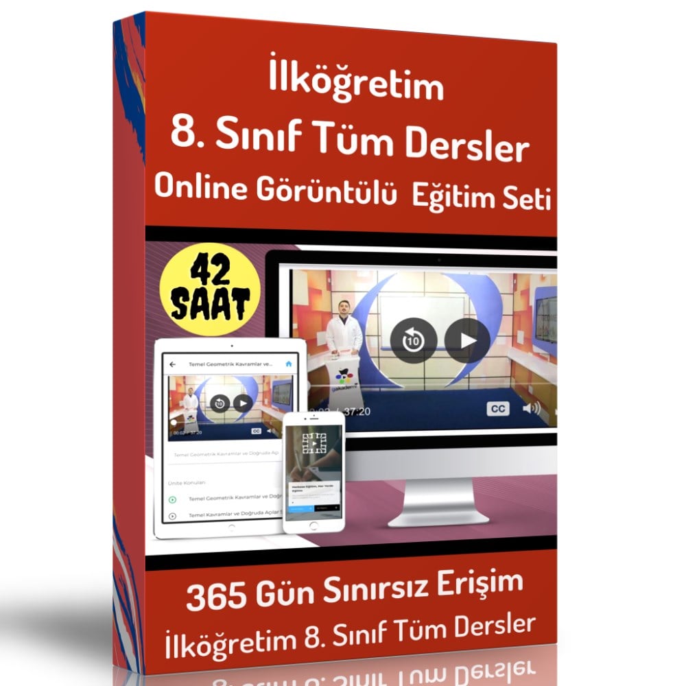 İlköğretim 8. Sınıf Tüm Dersler Online Görüntülü Eğitim Seti