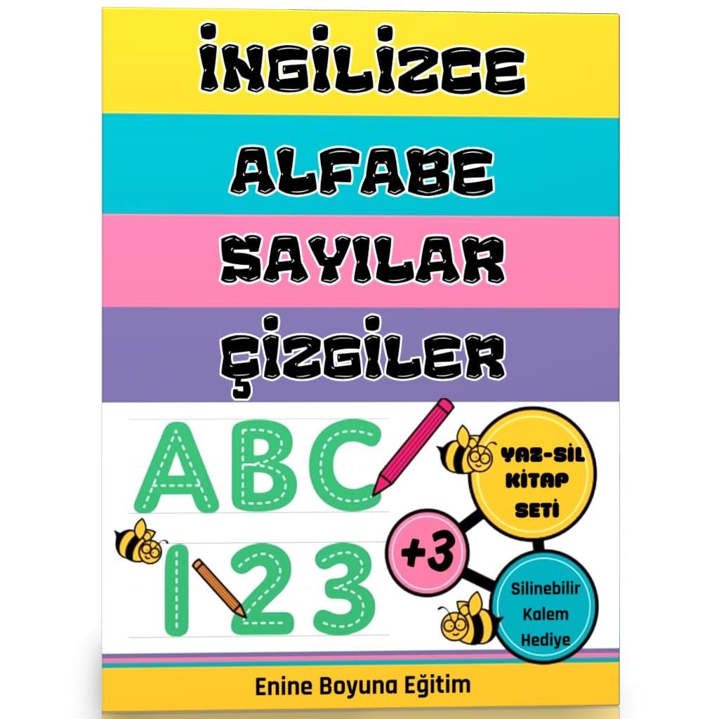 İngilizce Alfabe-Sayılar-Çizgiler YAZ-SİL Kitap Seti