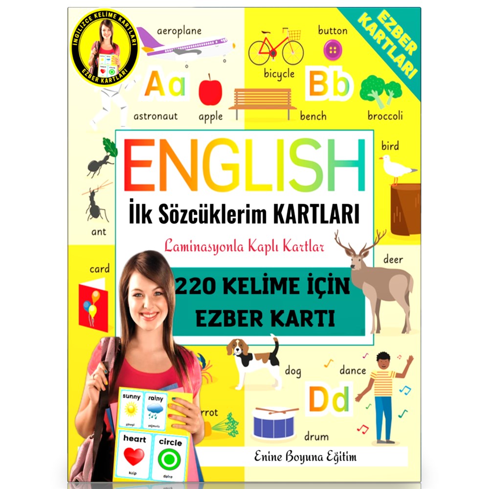 İngilizce İLK Sözcüklerim KARTLARI (220 Kelime EZBER Kartları)