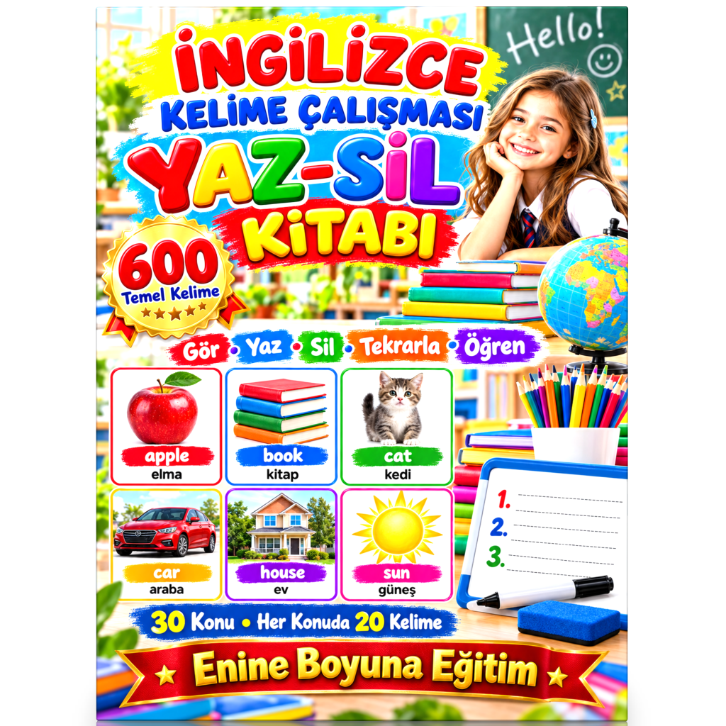 İngilizce Kelime Çalışması YAZ-SİL Kitabı