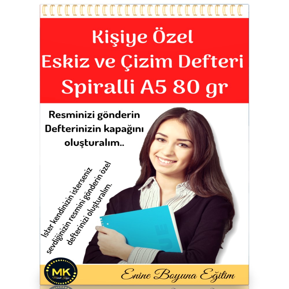 Kişiye Özel Eskiz ve Çizim Defter Spiralli 100 Sayfa A5 80 gr