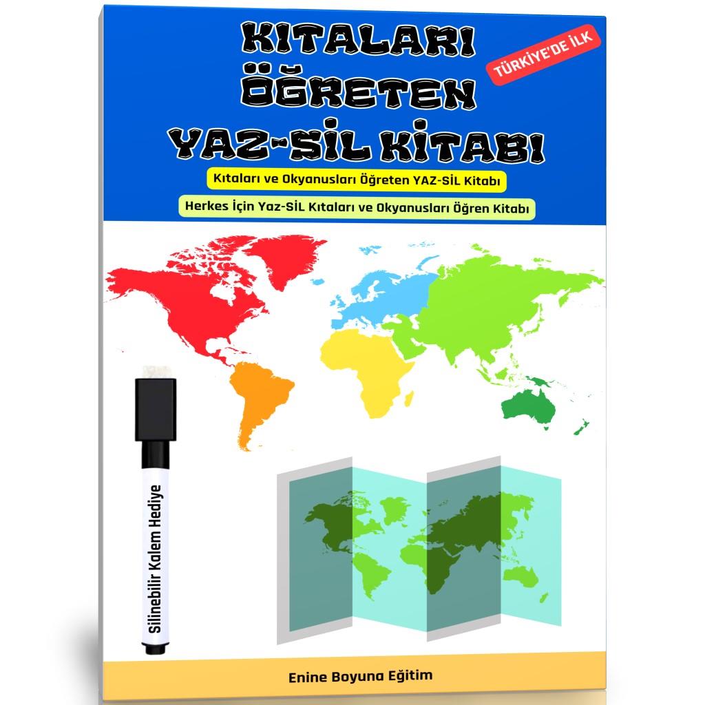 Kıtaları ve Okyanusları Öğreten YAZ-SİL Kitabı