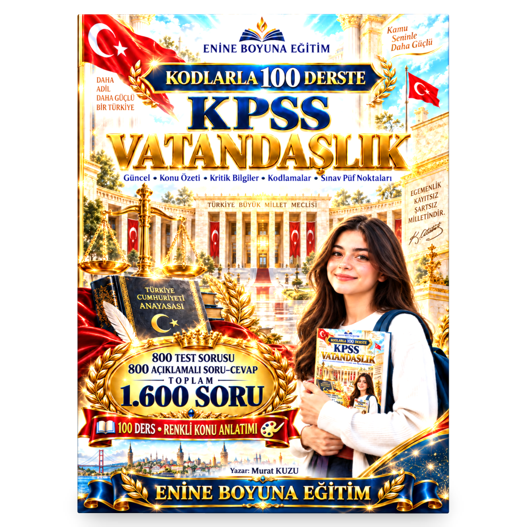 Kodlarla 100 Derste KPSS Vatandaşlık | Renkli Konu Anlatımı + 1.600 Soru