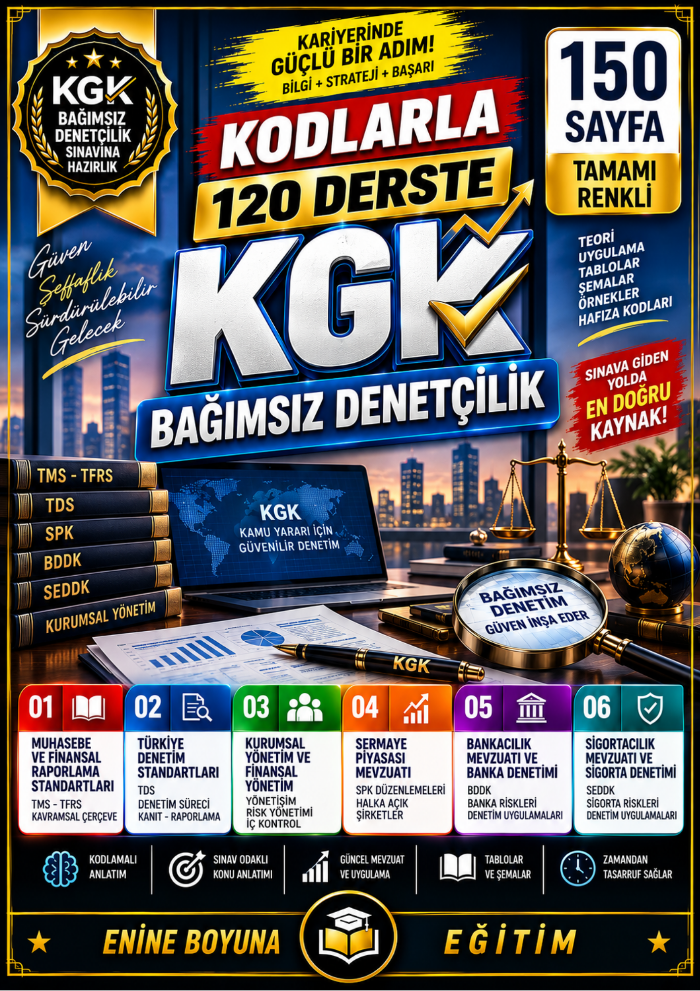 KODLARLA 120 DERSTE KGK BAĞIMSIZ DENETÇİLİK – 150 SAYFA TAMAMI RENKLİ