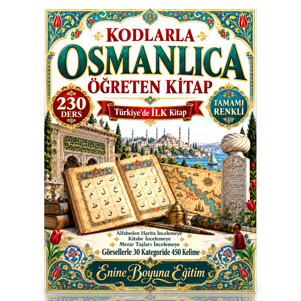 Kodlarla Osmanlıca Öğreten Kitap – 230 Ders | Tamamı Renkli | 