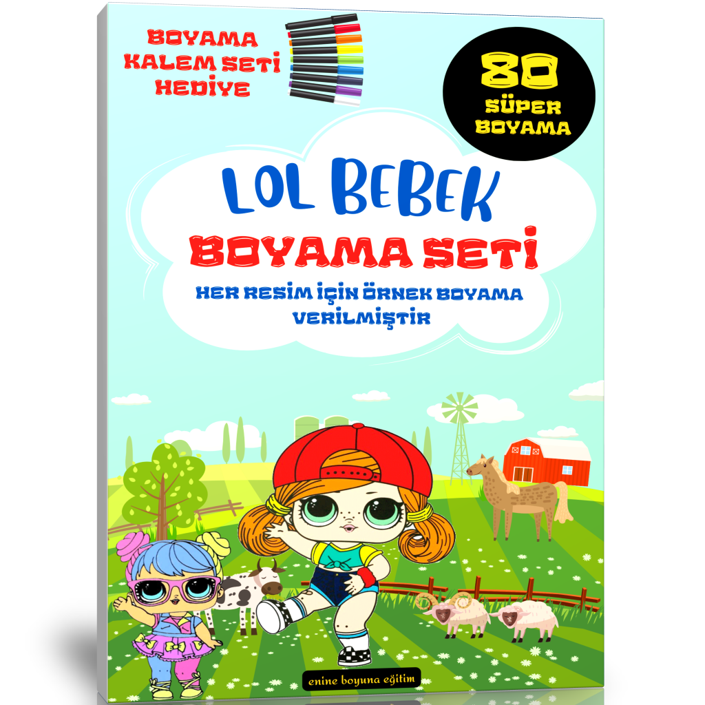 LOL Bebek Boyama Kitap Seti (80 Süper Boyama Kalem Hediyeli)