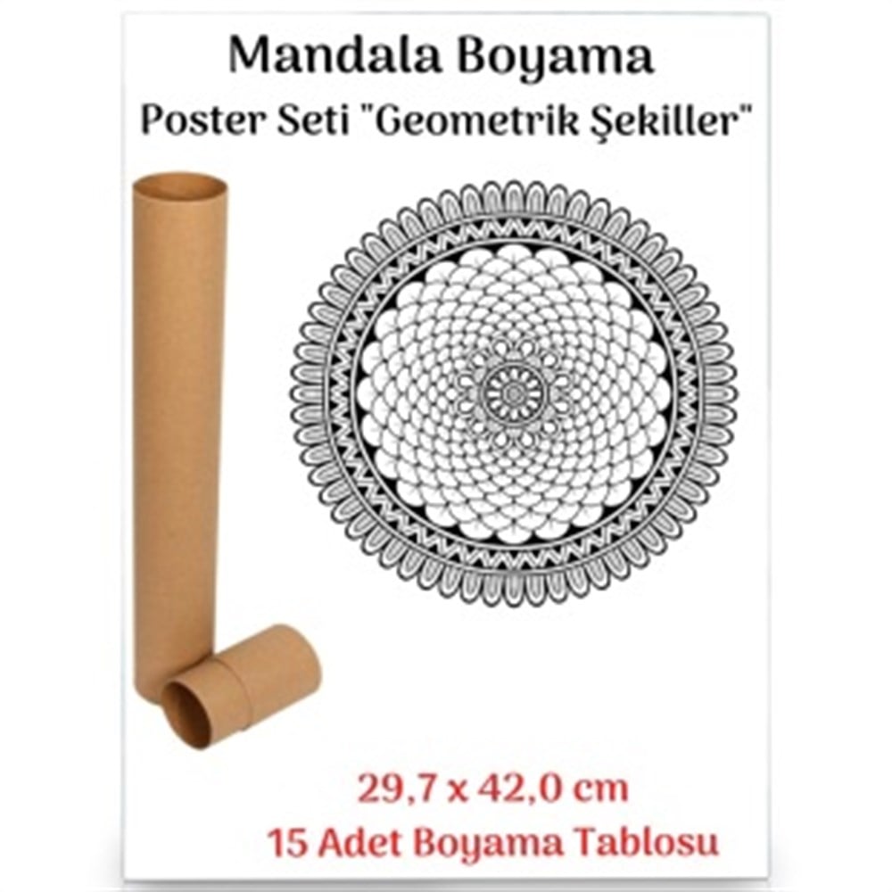 Mandala Poster Tablosu Geometrik Şekiller 15 Adet (30 cm x42 cm)