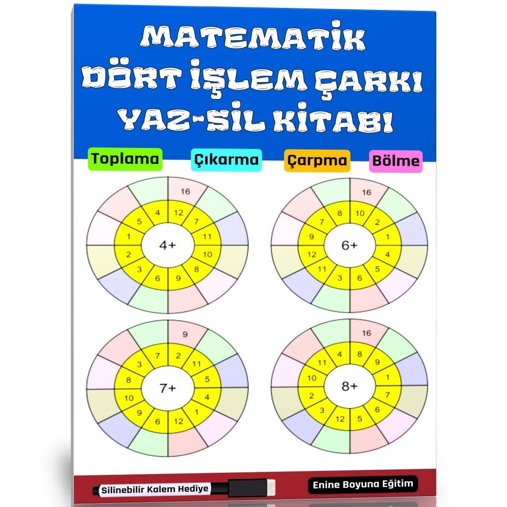 Matematik Dört İşlem Çarkı YAZ-SİL Kitabı 