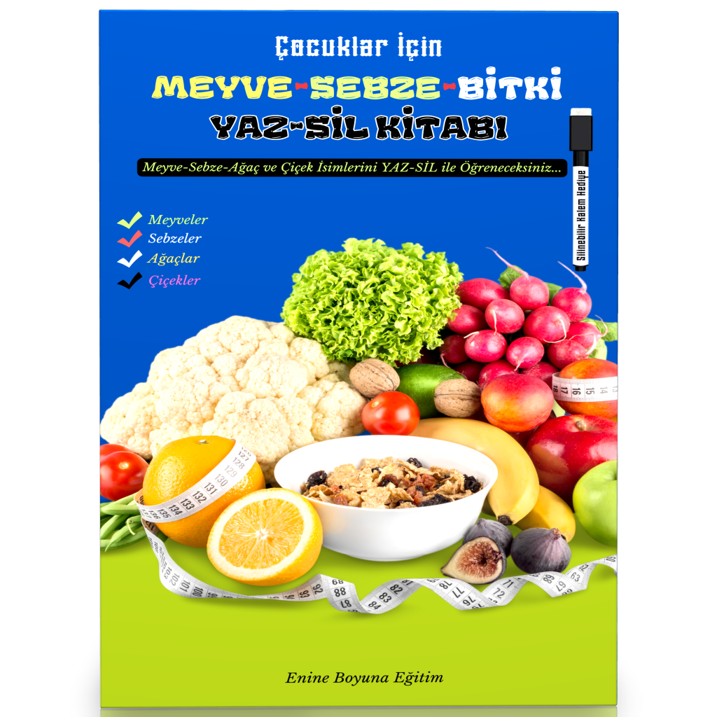 Meyve ve Sebzeleri Öğreten YAZ-SİL Kitabı