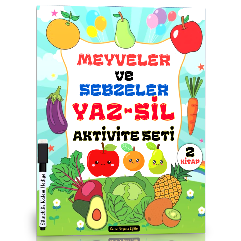 Meyveler ve Sebzeler YAZ-SİL Aktivite Seti (2 Süper Kitap)