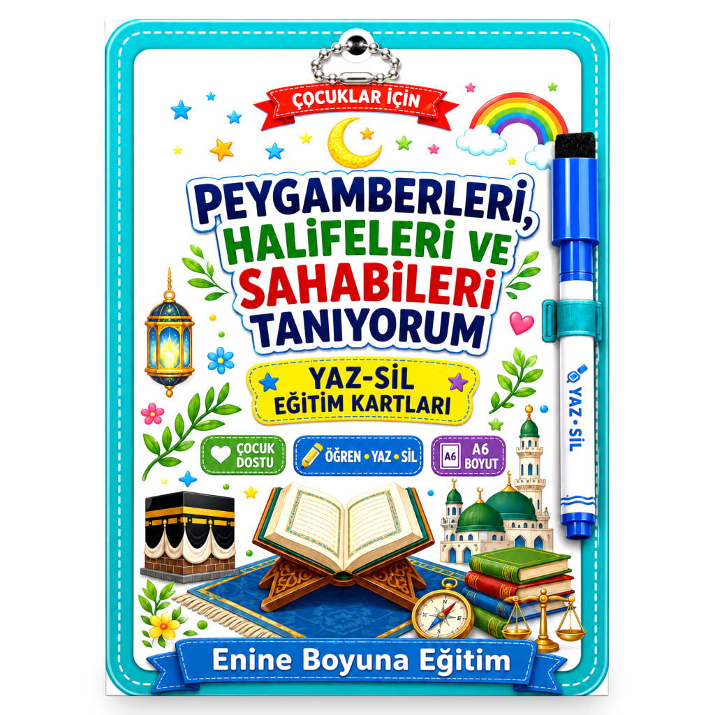 Minik Kalplerin Büyük Rehberleri (Peygamberler, Halifeler ve Sahabiler Yaz-Sil Eğitim Kartları)