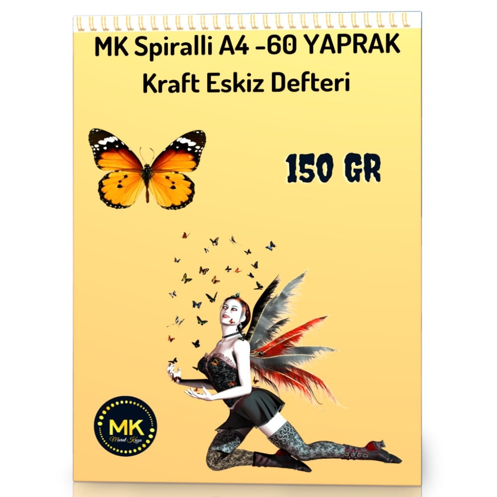 MK Spiralli A4 Kraft Defter 60 Yaprak