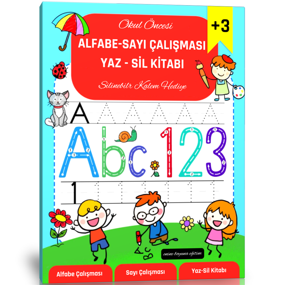 Okul Öncesi Alfabe Sayı Çalışması YAZ-Sil Kitabı