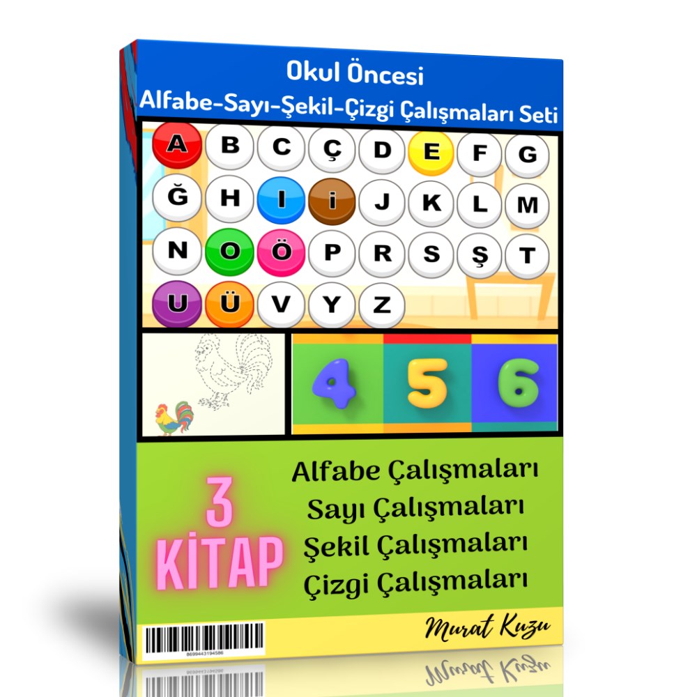Okul Öncesi Alfabe-Sayı-Şekil-Çizgi Çalışmaları Kitap Seti