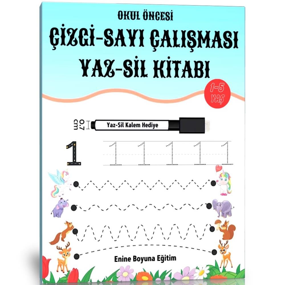 Okul Öncesi Çizgi-Sayı Çalışması YAZ-SİL Kitabı