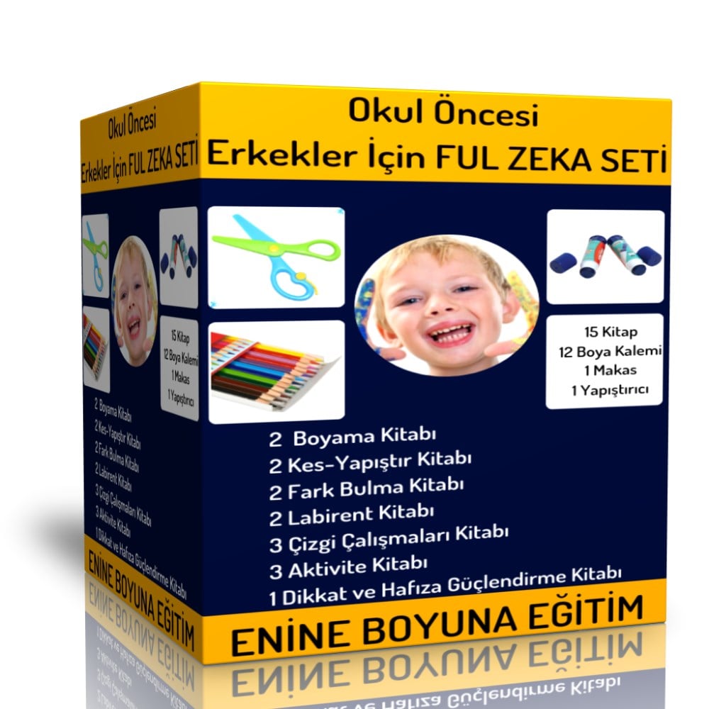 Okul Öncesi Erkekler İçin Ful Zeka Seti (15 Kitap)